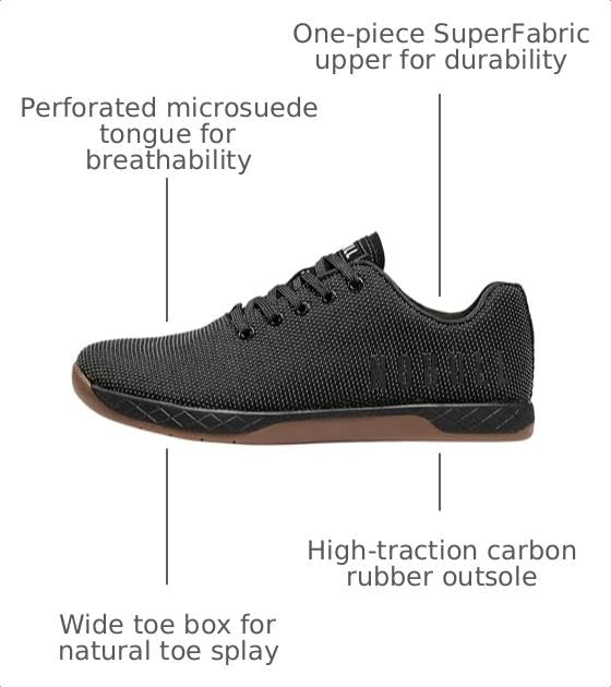 Men's Weightlifting Shoes with Flat Support & Rubber Grip Sole