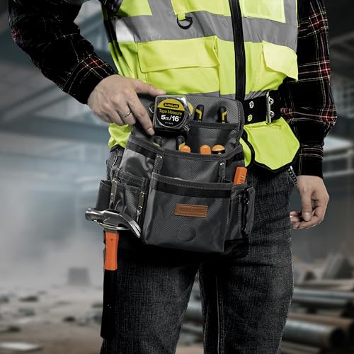 Small Tool Belt Pouches,Tool Belts for men,magnetic tool belt,11-Pockets,Electrician Construction,Carpentry.Heavy Duty nylon belt with metal buckle.1680D Oxford.