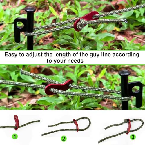 104ft Ultralight Tent Guy Lines with Tensioners - 8 Packs, Olive Green