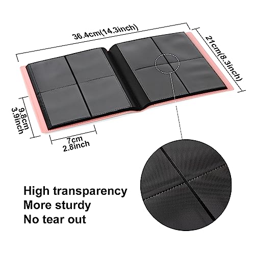 Side Loading 4 Pocket Trading Card Binder - Holds 160 Cards, Pink