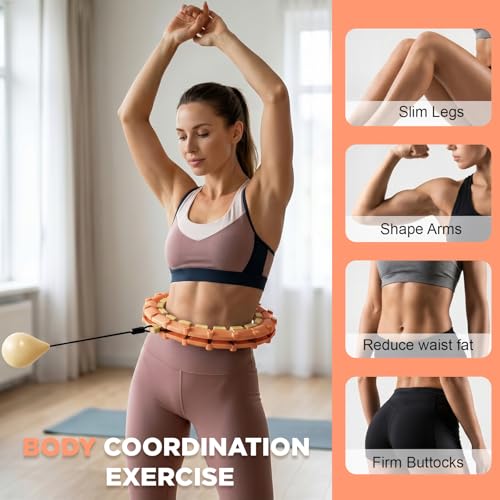 Weighted Fitness Hoop - Detachable 47 Inch Silent Hula - Orange
