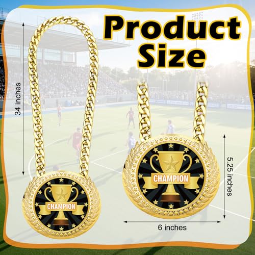 Tondiamo Champion Turnover Chain Medal 6-Inch Gold Award with Chain
