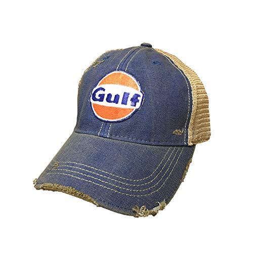 Gulf Distressed Vintage Adjustable Snapback Hat – One Size, Distressed Blue