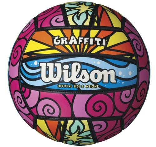 Wilson AVP Hawaii Outdoor Volleyball & Frisbee Kit - Graffiti Blue/Yellow/Orange/Pink