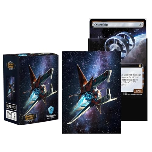 Katomula 100 MTG Card Sleeves with Textured Back | Standard Size Spaceship Design
