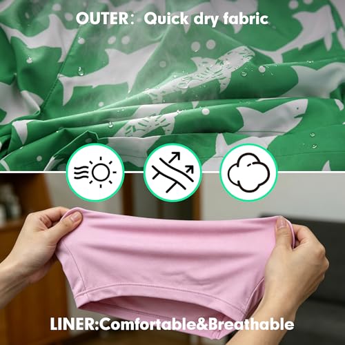 Mens Swim Trunks 2 in 1 Swimming Board Shorts with Pockets Quick Dry