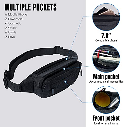Lightweight Water-Resistant Fanny Pack - Black