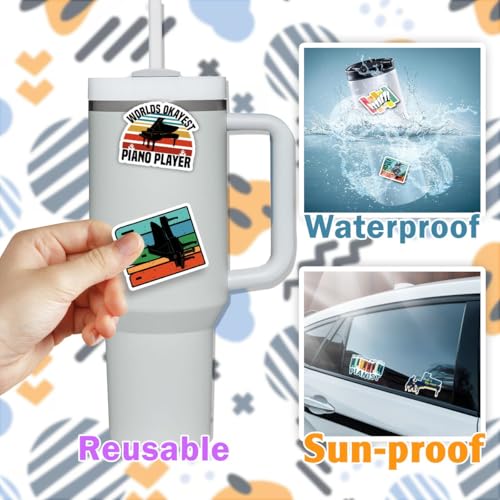 Piano Sticker Pack 32 pcs 5 Sheets Waterproof Vinyl Stickers Musical Instrument Decal for Water Bottles Laptop Skateboard Car Windows Gift for Adults Boys Girls