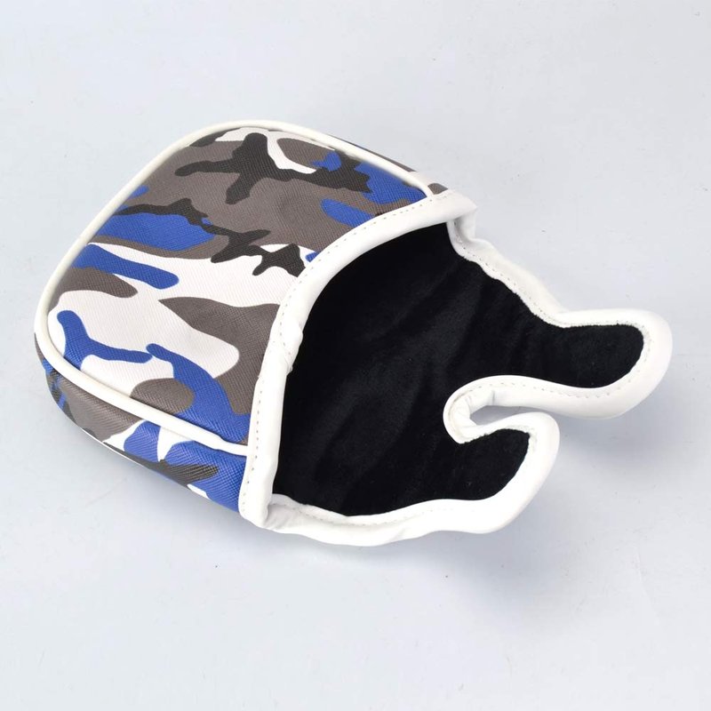 PLUSKER Camo Blue Golf Club Center Shaft Square Mallet Putter Cover - Magnetic Closure Synthetic Leather Headcover, Waterproof Tactical Protector for Golf Course and Travel
