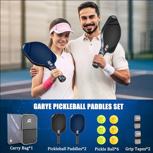 Pickleball Paddles Set of 2 - USAPA Approved Carbon Fiber Pro Honeycomb