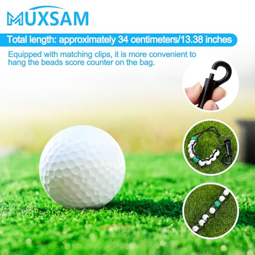 Golf Stroke Score Counter with Clip - Green Beads