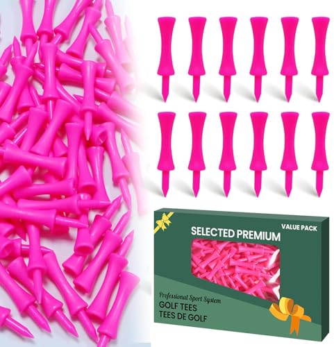 Golf Tees - Durable Plastic Step Down 50 Pack 2 1/4" Pink
