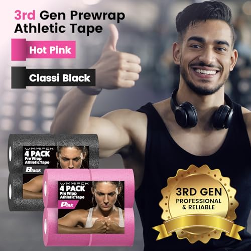 Athletic Pre-Wrap Tape - 4 Pack - Hot Pink - 2.76 in x 12 Yards