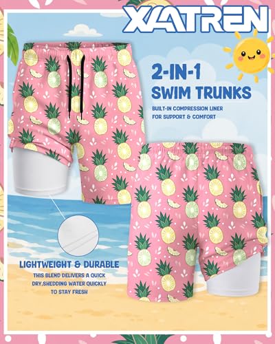 Boys Quick Dry Swim Trunks - Pink 11-12 Years