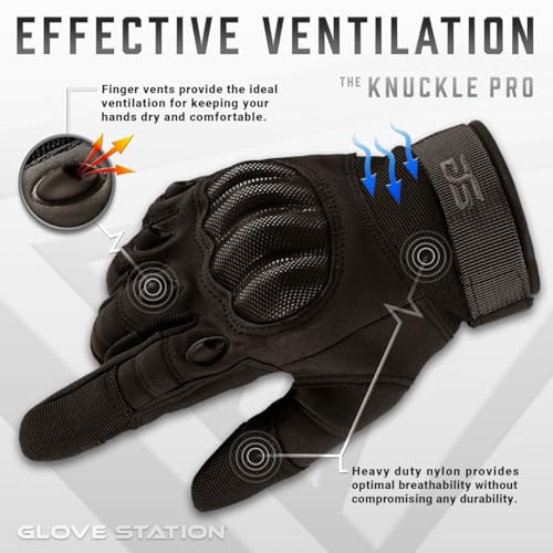Hard Knuckle Touchscreen Utility Gloves - Impact Protection, Breathable, Large