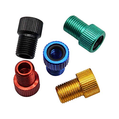 Aluminum Presta to Schrader Valve Adapter - 5PCS Mixed Colors