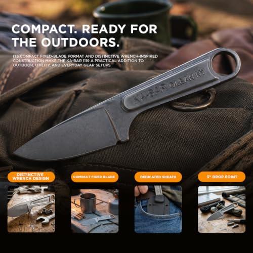 KA-BAR 3-Inch Fixed Blade Wrench Knife with Sheath