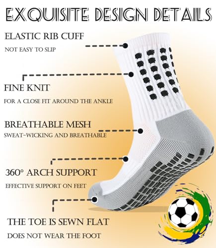 Kids Grip Soccer Socks and Shin Guard Sleeves - White, Age 7-14