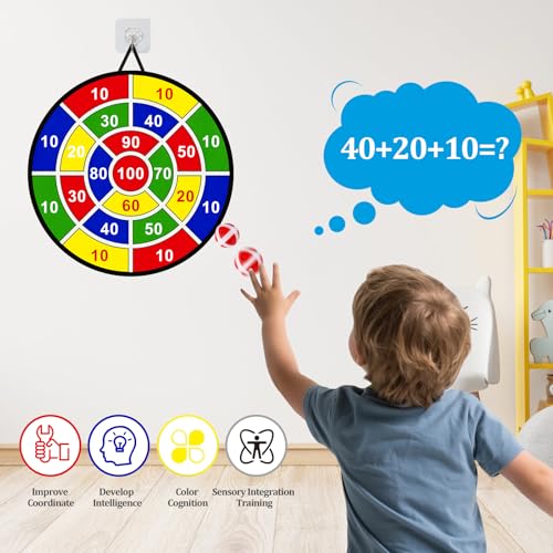 Large Sticky Dart Board for Kids - 29 Inch with 12 Balls & Darts