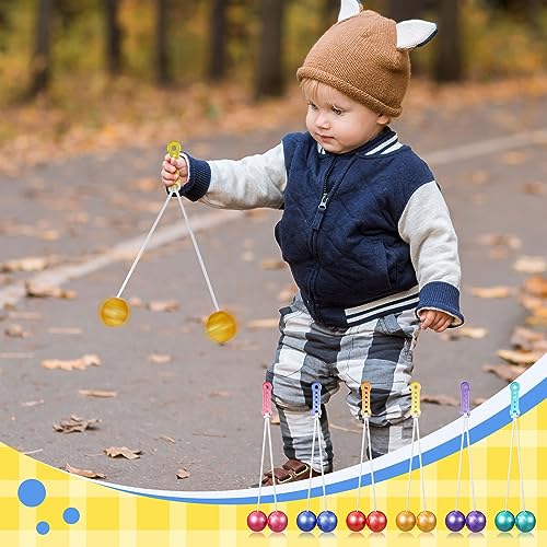 Liliful 6 pcs Colorful Clacker Balls on String - Hand-Eye Coordination Toy