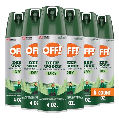 OFF! Deep Woods Dry Insect Repellent Spray 4oz Pack of 6 - Long Lasting Mosquito & Tick Protection