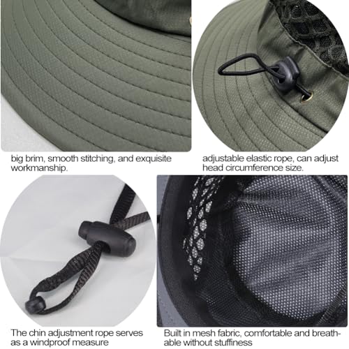 Sireck UPF50+ Fishing Hat Wide Brim Sun Hat One Size Army Green