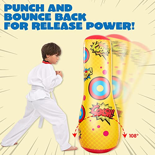 Kids Inflatable Punching Bag with Bounce-Back Action - 47 Inch Toy Gift