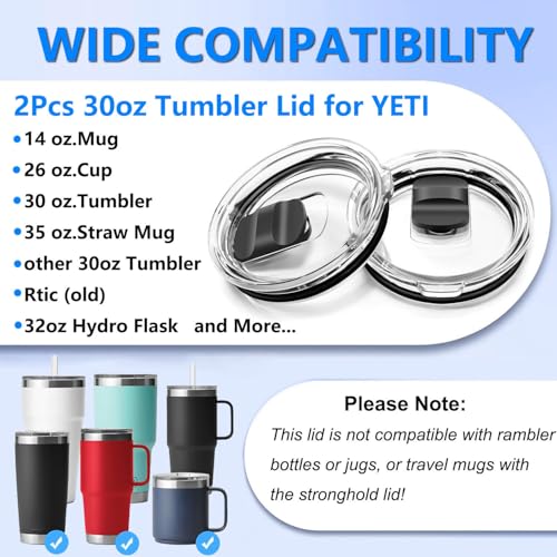 30oz Replacement Tumbler Lids - 2Pcs with Magnetic Slider