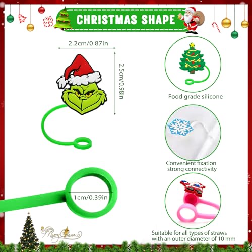 Christmas Straw Cover Caps for Stanley Cup - 5pcs Silicone Topper