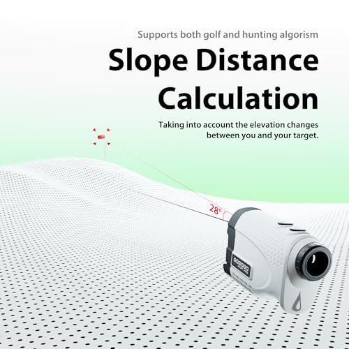 Laser Rangefinder for Golf & Hunting - 1200 Yards, 7X Magnification, Vibration Function - White