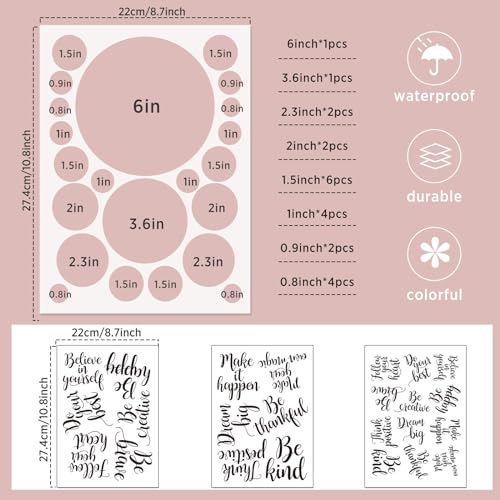 TaoBary 288 Pcs Polka Dot Wall Sticker Inspirational Wall Decal for Classroom Kids Motivational Quote Circle Wall Sticker Removable Lettering Positive Saying Sticker for Dance Yoga Gym (Lovely)