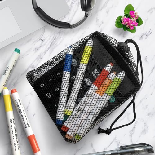 Mesh Drawstring Storage Bags - 6 Pack, 7.8x5.9In, Lightweight