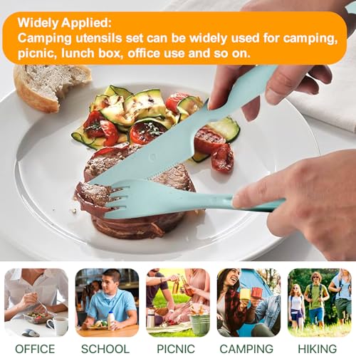 Reusable Utensils Set with Case - 4 Sets for Travel & Camping