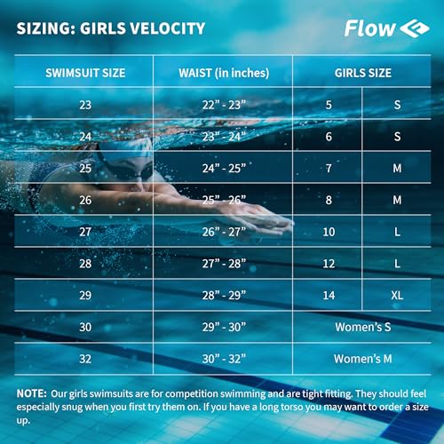 Flow Velocity Girls' One-Piece Athletic Swimsuit - Size 26, Practice & Competition