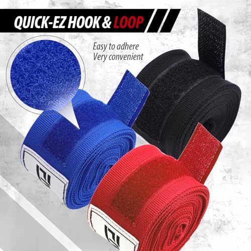 180-Inch Elastic Boxing Hand Wraps with Thumb Loop - Black
