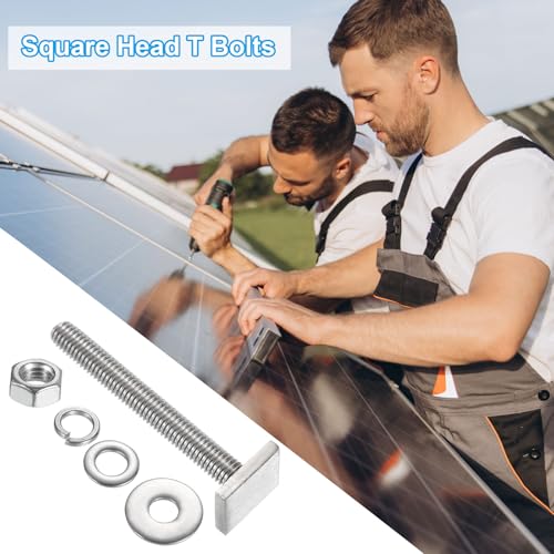 PATIKIL M8 x 65mm T Slot Bolts 8x Square Head T-Bolts with Nuts Washers Stainless 304 for Roof Rack