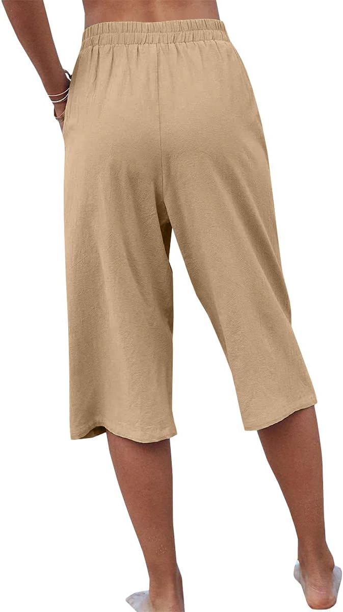 Veatzaer Women's Harem Pants - Elastic Waist 3/4 Capri with Pockets | Casual Yoga Trousers S-XXL