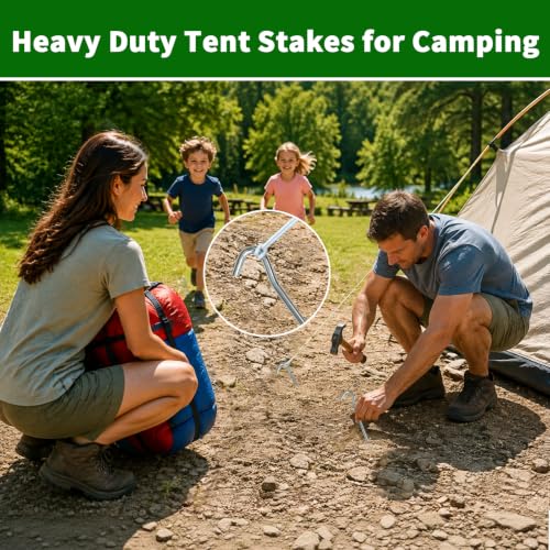 OK5STAR Heavy Duty Metal Tent Stakes 9 Inch 40 Pcs with Removal Tool - Camping Gear