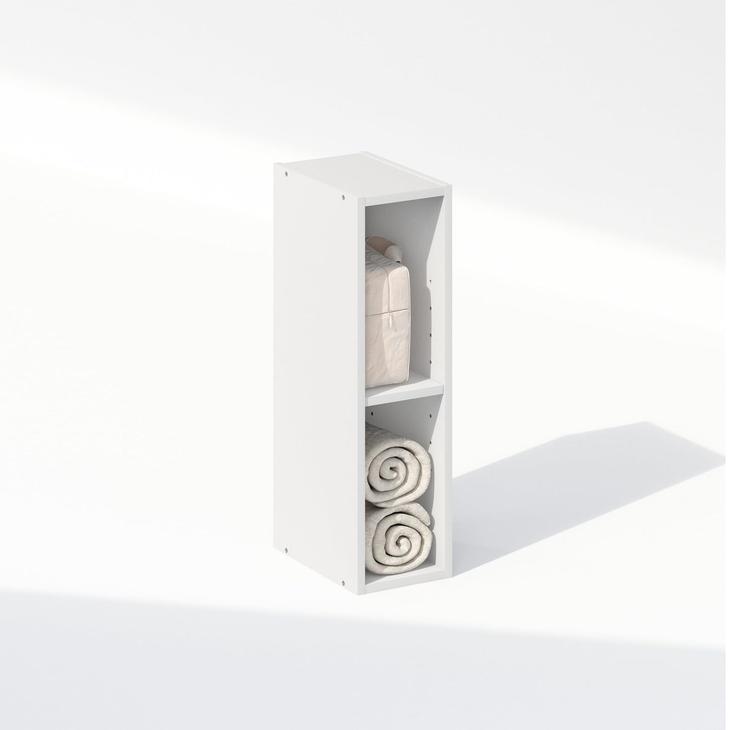 Furinno Reed 2-Tier Closet Organizers and Storage, Closet Organizer, Open Shelf Closet Storage, for Wardrobe, Bedroom, Living Room, 6-Inch Width, White