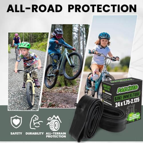 PAKCHEF 24" x 1.75-2.125 Heavy Duty Bike Inner Tube with 32mm Schrader Valve & Levers (Set of 2)