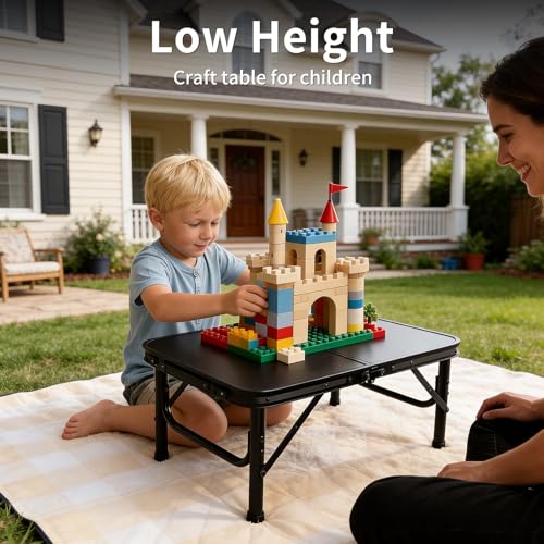 Bingyouth 2ft x 1.3ft Portable Aluminum Camping Table - No Umbrella Hole, Adjustable Height, Foldable & Lightweight