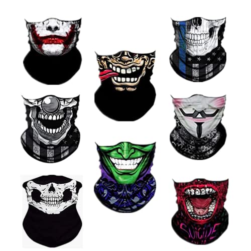 WYSUMMER 4/8Pcs Skull Face Gaiter Bandanas for Neck, Face & Head, Mix Skull-e-8pcs