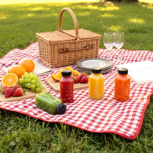 8oz Plastic Bottles for Juicing, 6pcs Drink with Caps