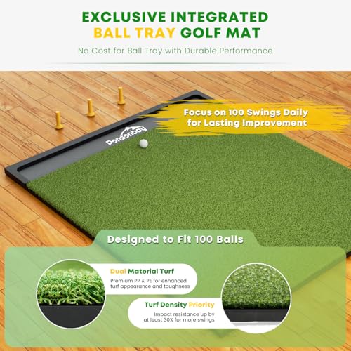 Integrated Golf Hitting Mat with Ball Tray - 5ft x 4ft | 1.02in Thick