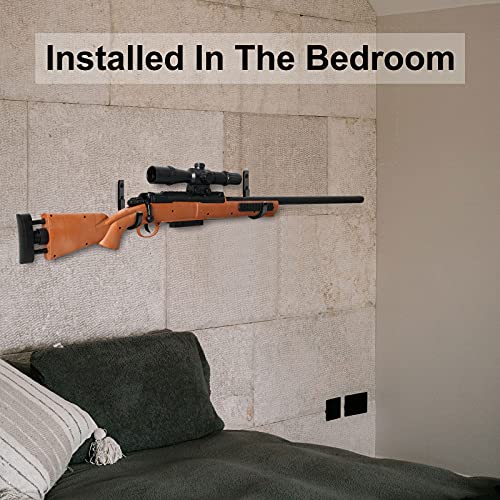 Gun Rack Wall Mount Hooks - 1 Pair Black for Rifles & Shotguns