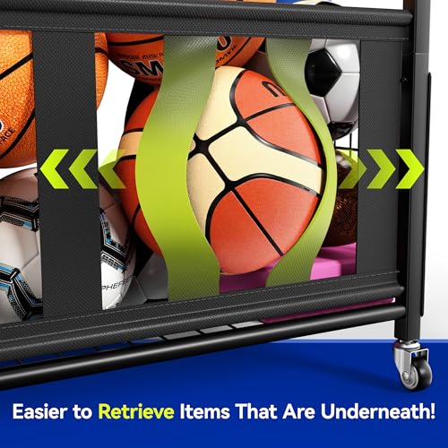 Heavy-Duty Rolling Sports Equipment Organizer with Locking Wheels