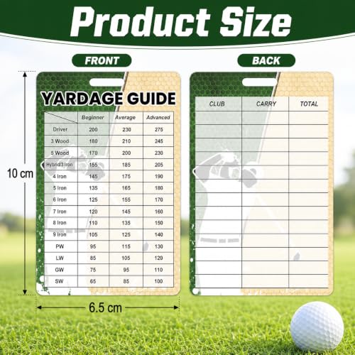 Golf Club Distance Cards - 2 Pack, 2.4x4.2 Inch Range Chart