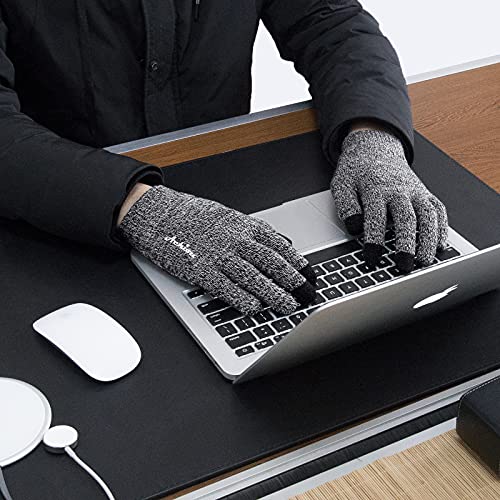 Achiou Winter Touch Screen Gloves for Men & Women - 2 Pairs Medium Black & White