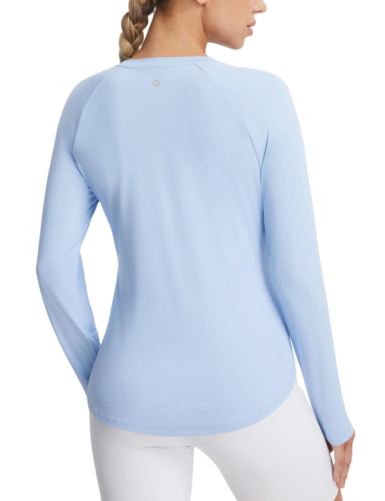 baleaf Long Sleeve Workout Tops for Women Sun Protection Cooling Shirts Running T-Shirts Moisture Wicking Athletic Hiking Blue M