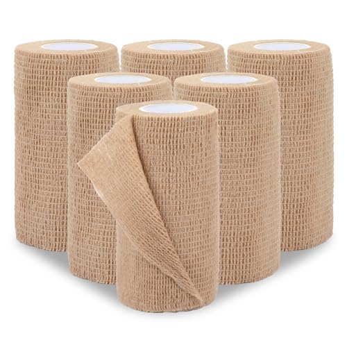 Self-Adhesive Elastic Bandage Wrap - 4 in x 5 yd, 6 Rolls